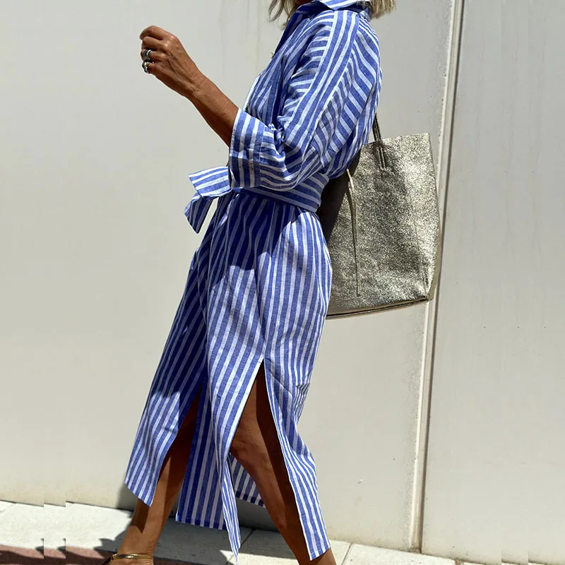 Elle | Striped Shirt Dress