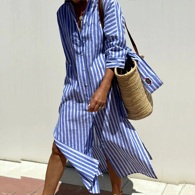 Elle | Striped Shirt Dress