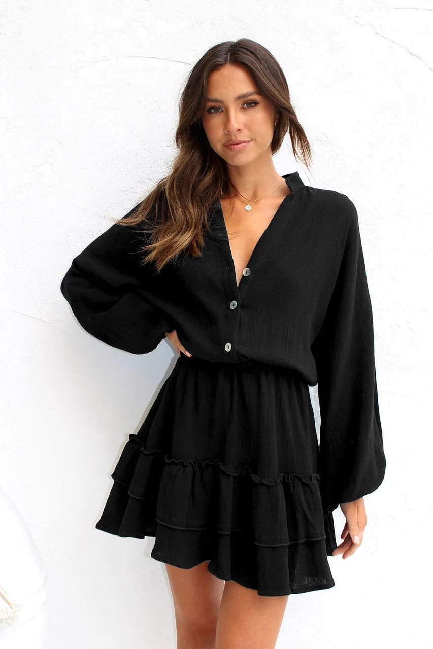 Isla | Button Long Sleeve Dress