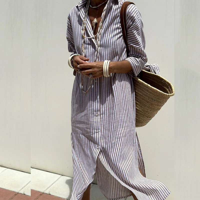 Elle | Striped Shirt Dress