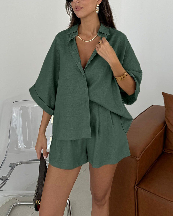 Dae | Casual Loose blouse & Shorts Set